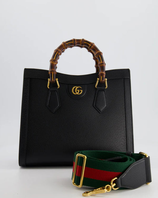 Gucci Bamboo Handle Leather Tote – Pre-Owned Black Elegance